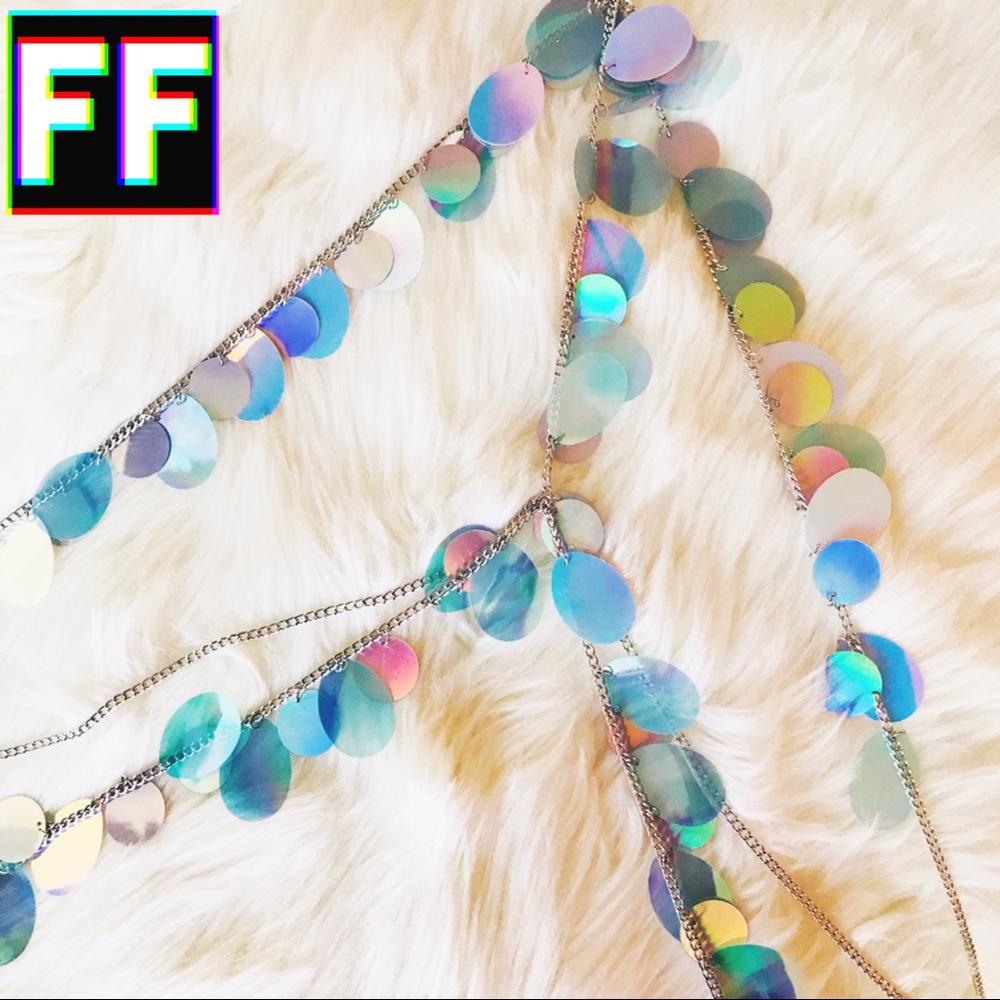 AURORA HOLO SEQUIN BODY CHAIN - Picture 6 of 8